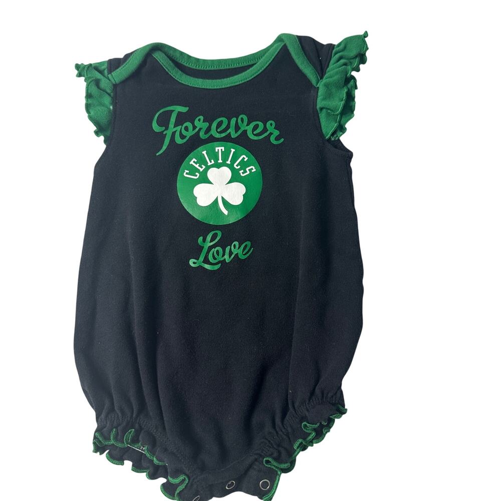 Boston Celtics Baby Romper 6-9M Ruffle Sleeves Shamrock NBA Cute Game Day